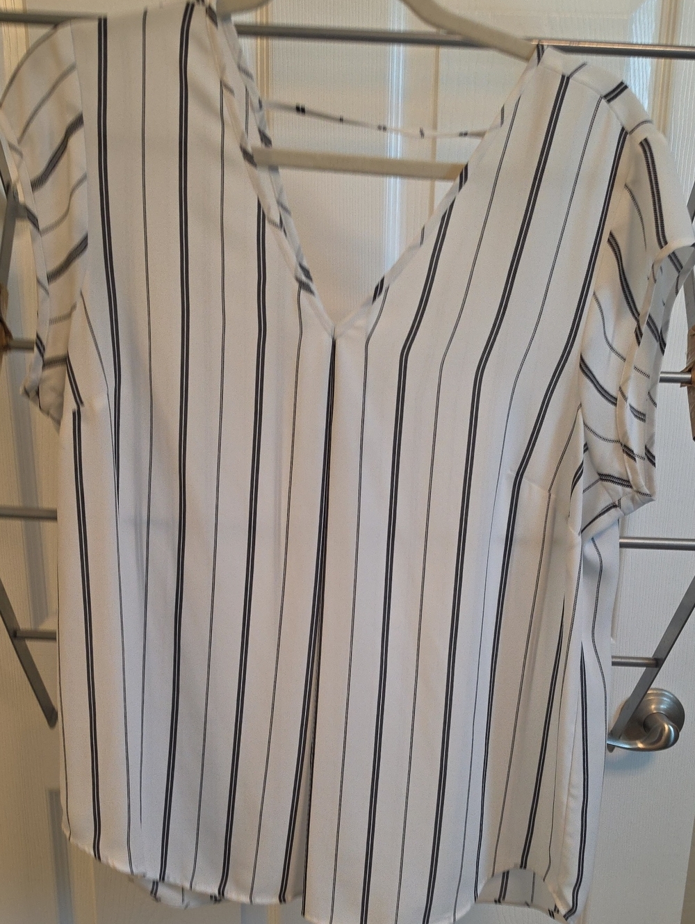Halogen White Vertical Stripe Women's Top